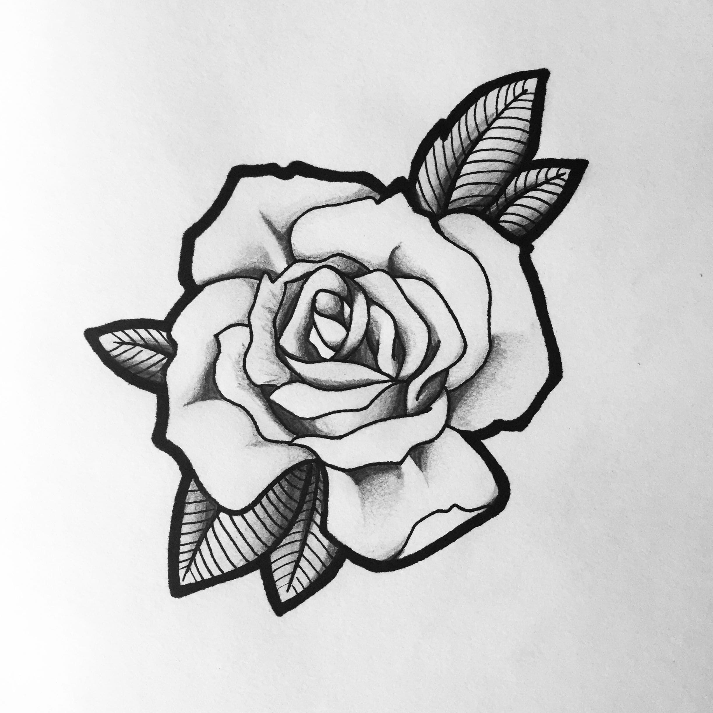 Tatuaje de rosa con sombreado y mas Detalle